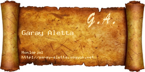 Garay Aletta névjegykártya